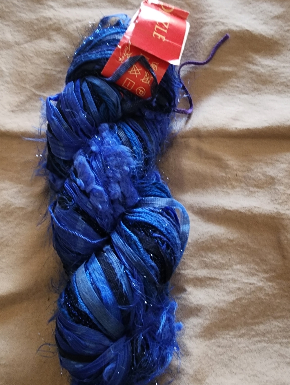 Vibrant Royal Blue Ribbon Yarn Skein